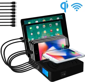 Multi USB Laadija Qi Kiire Juhtmeta Laadija Iphone 8 X 11 Pro Samsung S10 LCD Ekraan, Kiire Laadimine Carregador Dock Station