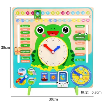 Multifunktsionaalne kalender kell puidust kell, mänguasjad, Ilm, Kalender Kell Kuus Neli Aastaaega Ajal Kognitiivse Libistades Mõistatusi Tükk