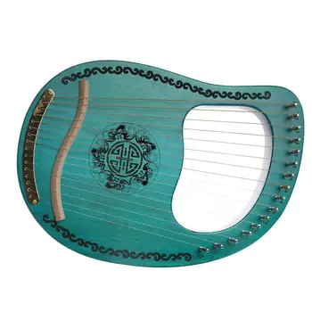 Muslady Lyre 16 String Harf Kaasaskantav Kvaliteetne Täispuidust Mahagon Harf 16 Pael Palmitsetud Muusikariista Roheline Harfil