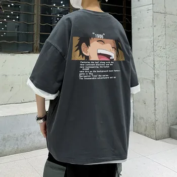 Must Hip-Hop Luffy Tshirt Streetwear Mehed Naised Jaapani Lahe Punk Ülepaisutatud T-Särk Meestele, Suvel Poole Varruka Ühes Tükis T-Särk