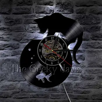Must Kass Akvaariumis Dekoratiivse Seina Kella 12