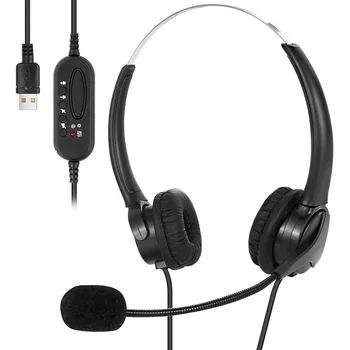 Mute Funktsioon Call Center USB Headset Müra Tühistamises USB-Call Center Kõrvaklapid Mikrofoniga Skype ' i Arvuti