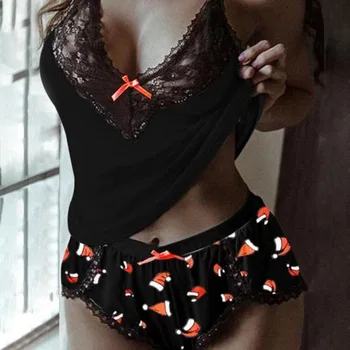 Muyogrt Naiste Sleepwear Armas Pits Prindi Lühike Pidžaama Komplekt Naistele Pajama Set V Kaela Varrukateta Rihm & lühikesed Püksid Suvel Pijama