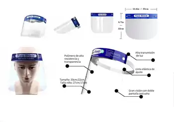 Máscara protectora para hombres y mujeres, cubierta protectora para la cara, Pantalla protectora näo PVC (pack x10 unidades)
