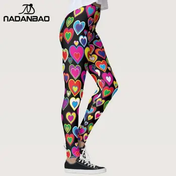 NADANBAO Naiste Retuusid Treening Püksid 3D Print Südame Spordi Fitness Leggins Elastne Seksikas Mood Slim Keskelt Talje Püksid
