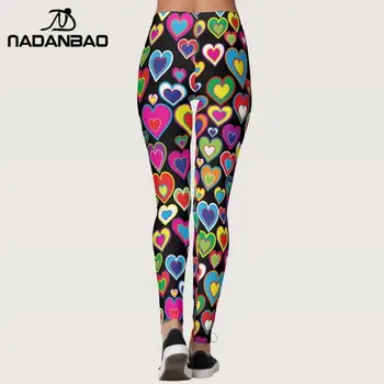 NADANBAO Naiste Retuusid Treening Püksid 3D Print Südame Spordi Fitness Leggins Elastne Seksikas Mood Slim Keskelt Talje Püksid