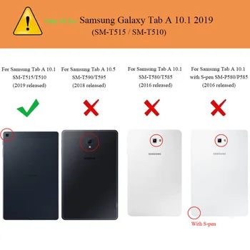 Naha Puhul Samsung Galaxy Tab 10.1 2019 SM-T510 T515 Juhul Juhtmeta Bluetooth-Klaviatuur Kaitsva Nahast Kate