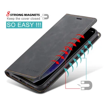 Nahast Flip Case for Samsung Galaxy S10 5G S8 S9 S10 Pluss Magnet Rahakott Seista Kaane S10E A750 A6 A7 A8 2018 koos Kaardi pesa