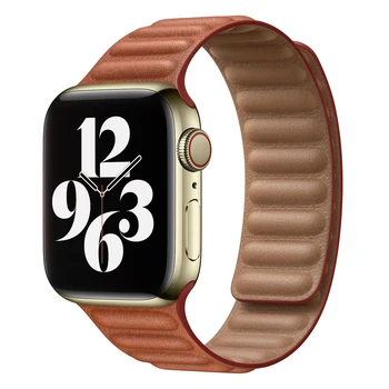 Nahast Link apple watch band 44mm 40mm iwatch bänd 42mm 38mm Originaal 1：1 apple vaadata 6/5/4/3/2/1/SE Magnetic Loop rihm