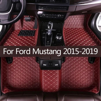 Nahk Auto põrandamatid Ford Mustang 2016 2017 2018 2019 Kohandatud auto suu Padjad auto vaip katte