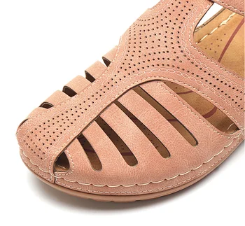 Naine 2020. Aasta Suvel Nahast Vintage Sandaalid Lukk Vabaaja Õmblemine Naiste Retro Sandalias Naine Daamid Platvorm Kingad 36-46