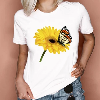 Naiste Graafiline Akvarell 2021 Butterfly Fashion 90s Riided Suvel, Kevadel Daam, Riided, Topid, Tees Prindi Naine Tshirt T-Särk