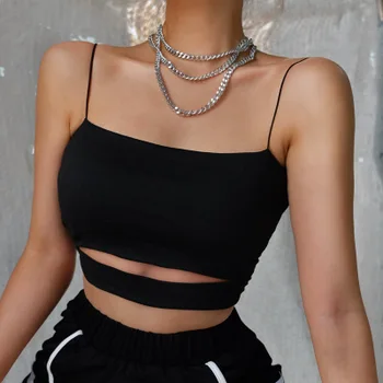 Naiste Must Crop Top 2020 Seksikas Naistepesu Camis Odavad Riided Hiina Mood Tahke Õõnes Välja Fitness Streetwear Saagi Tops