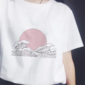 Naiste Päikeseloojangut Üle Mere Harajuku Vogue Tshirt korea Tshirt Suvel Tee Särk Femme Tops Maycaur Jaapani Stiilis T-särgid