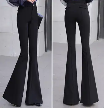 Naiste püksid uus kõrge vöökoht põletatud vabaaja püksid must ol pikad püksid