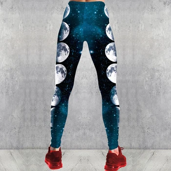 Naiste Retuusid Kõrge Vöökoht Treening Legging 3D Kuu Galaxy Ruumi Trükitud Naiste Püksid Slim Fitness Halloween Pikk Leggins