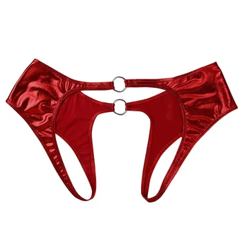 Naiste Seks Pesu Pesu Nahk Crotchless Väike Tõus Püksikud Gay Underwear Aluspüksid Metalli O-Rõngad Avatud Jalgevahe Aluspüksid