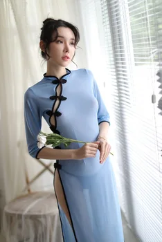 Naiste Sexy Cosplay Pesu Õpilane Kostüüm Daamid Kuum Erootiline Pikk Cheongsam Kleit Hiina Klassikalise Seksikas Babydoll Nightgowns