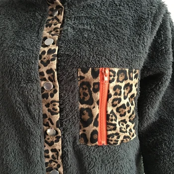 Naiste soojad Mantlid Fliis Leopard Liimida Single-breasted -, Plüüš-Pikad Varrukad Mantel Uus Sügis-Talve Vabaaja Kohev Palus Soe Jope