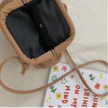 Naiste väike kott, PU nahast vintage-clip kott naiste mood vabaaja õla messenger bag hobos S*6958D