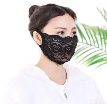 Naiste õhuke päikesekaitsetoodete must perspektiivi hingav maskid daami suvel PM 2.5 seksikas pits mask R085