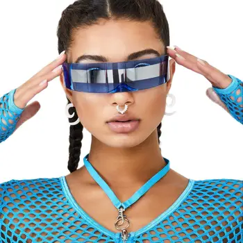 Naljakas Futuristliku ümbritsev Monob Kostüüm Päikeseprillid Mask Uudsus Prillid Halloween Pool Ringi Teenetemärgi Klaasidega UV400