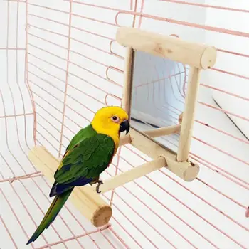 Naljakas Puidust Lindude Mänguasi Peegel Seista Platvorm Mänguasjad Papagoid Cockatiel Vogel Aia Kaunistamiseks Vintage Stiilis