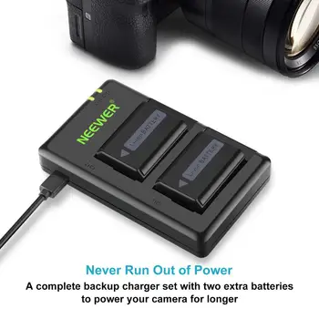 Neewer NP-FW50 Kaamera Aku Laadija Komplekt Sony (2-Pack Asendamise Patareid, 1100mAh, Micro-USB-Sisend Dual Laadija)