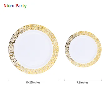 Nicro 150 tk/set Kuld, Hõbe Tõusis Kuld Tassi Plastikust Plaadid Kahvel Noad, Lusikad Kasutatav Selge Dinnerware Komplekt