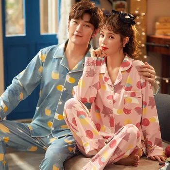 NIGHTWA Sügis-talv pidžaama paarid Sleepwear Set Armastavad trükkimine, Pika varrukaga, kanna Pidžaamad naiste mood Pijamas ülikond