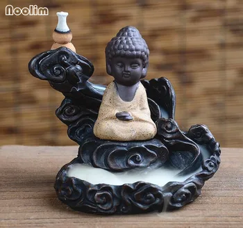 NOOLIM Home Decor Budismi Viiruk Põleti Rockery Buddha Munk Bullet Blackflow Viiruk Koonused Kirjutaja Suitsu Keraamiline Suitsutusastia Kirjutaja
