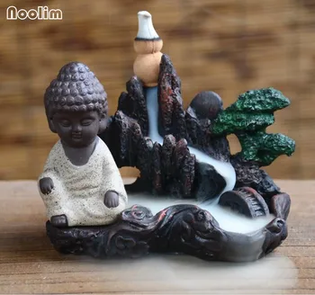 NOOLIM Home Decor Budismi Viiruk Põleti Rockery Buddha Munk Bullet Blackflow Viiruk Koonused Kirjutaja Suitsu Keraamiline Suitsutusastia Kirjutaja