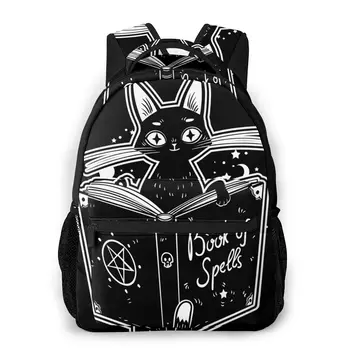 OLN Seljakott Mitme Kasutades Naised Seljakotid Must Nõid on Kassi Raamatu Lugemine Of Dark Magic Kooli Kott Tüdrukud reisikott