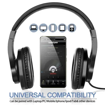 Oneodio T3 Juhtmega Kõrvaklappe Üle Kõrva Peakomplekt Koos Mikrofoniga Stereo, Bass Kõrvaklapid Ja Reguleeritav Kõrvaklappide Mobiilne Telefon