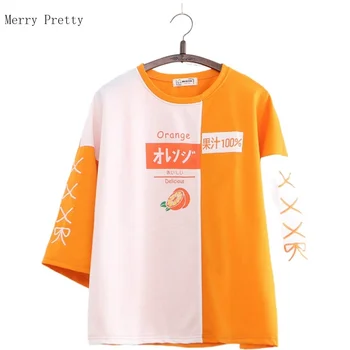 Orane Tikandid Segast Korea Stiilis T-Särk Naistele Poole Varruka Puuvillased Topid 2020. Aasta Suvel Armas Magus Stiil Daamid Tee Särgid