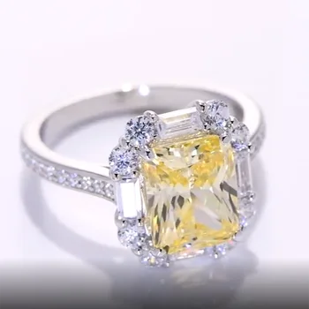 PANSYSEN 925 Sterling Hõbe Tsitriin Simuleeritud Moissanite Teemant Kalliskivi Ring Pulmad Engagement Trahvi Ehteid Hulgimüük