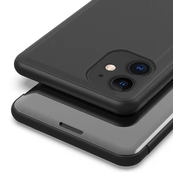 Peegel Telefon Case for iPhone 12 Pro Max Juhul Põrutuskindel Seista PC Nahast Clear View Raamat Flip Cover iPhone Mini 12