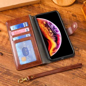 Pehme TPU+Nahast Rahakott Flip Case for Xiaomi Redmi Märkus 5 6 7 8 8T 9 9S Pro Max Kaas W/ Kaardi Pesa Couqe Paela -, Köie-Tõmblukk