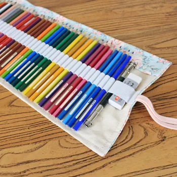 Penaali 36/48/72 Augud kalemlik Lõuend Wrap Roll Up Pencil Pliiats Kotti Omanik Juhul Storage Pouch Kaasaskantav Kooli kontoritarbed