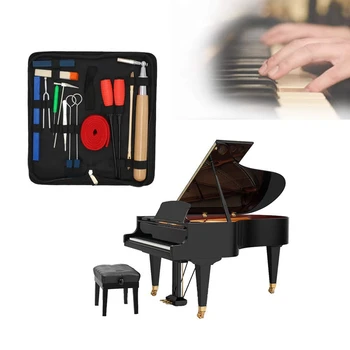 Piano Tuning Kit 16Pcs Professionaalne Klaver Tuunerid Tööriistade Komplekt Haamer, Mutrivõti Mute Kahvel Kruvikeeraja Vöö Pintsetid Clip