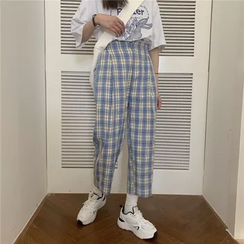 Pidžaama Tüdrukutele Pijama Femme Kodu Ruuduline Ülikond Püksid Sleepwear Naiste Puuvillane Kullake Pidžaamad Lounge Kanda 2020