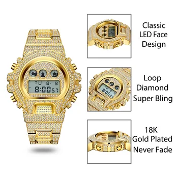 PLADEN Brändi Elektrooniline Digitaalne LED Watch Multifunktsionaalne Stopper, Kuupäev, Sport Väljas Kellad Jää Välja 18K Gold AAA Meeste Relogio