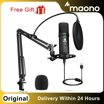 PM401 MAONO USB-Mikrofoni Komplekt 192KHz/24Bit Microfone Professionaalne Cardioid Jahuti Podcast koos Mic Mute Nuppu & Audio Jack