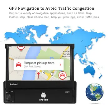 Podofo 1 din Auto Raadio Android 8.1 Universaalne Ülestõstetav FM GPS Raadio Autostereo USB DVR 1080P Multimeedia Mängija, Toetada Kaamera