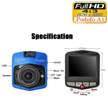 Podofo Mini Car DVR Kaamera Dashcam Video Registrator Diktofon G-sensor Öise Nägemise Loop Salvestamine Parkimine Diktofon Kriips Cam