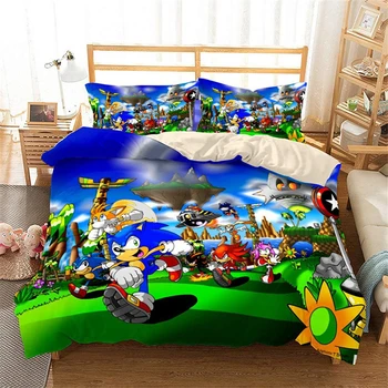 Populaarne Sonic The Hedgehog 3d-Prinditud Voodipesu Komplekt Cartoon Lapsed tekikott Komplekt Padjapüür Twin Täielik Kuninganna Kuningas Voodi Komplekti