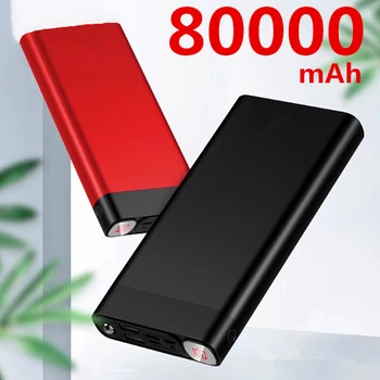 Power Bank 80000mAh Kiire Laadimine Dual USB Suure Mahutavusega Kiire Laadimine Portable Powerbank IPhone Xiaomi Samsung