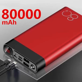 Power Bank 80000mAh Kiire Laadimine Dual USB Suure Mahutavusega Kiire Laadimine Portable Powerbank IPhone Xiaomi Samsung