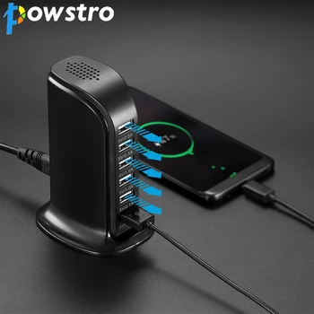 Powstro 6 USB Porti Laadija 30W Väljund 6A laadimisjaama Ventilatsiooni Augud USB 2.0 Kiire Lauaarvuti Travel Adapter