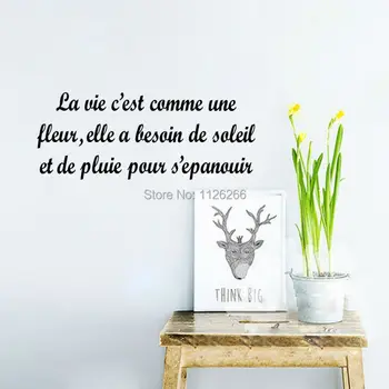 Prantsuse Hinnapakkumisi La Vie Est Comme Une Fleur seina Kleebis jaoks elutoa Seina Kleebised Vinüül Kunst Seinamaaling Home Decor